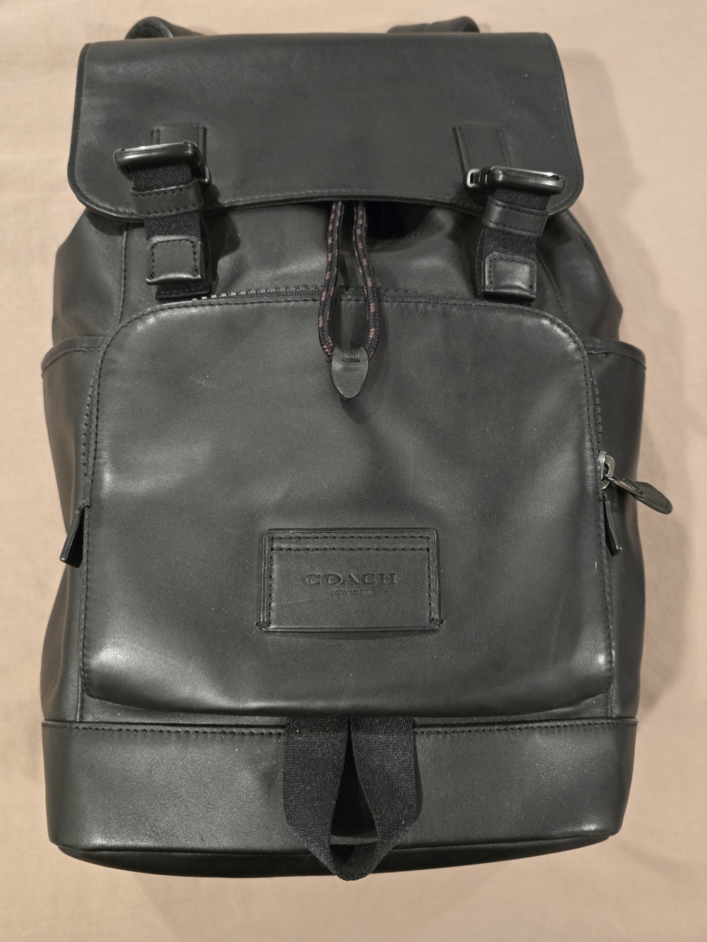 Coach C2710 Black Leather Backpack Track Black